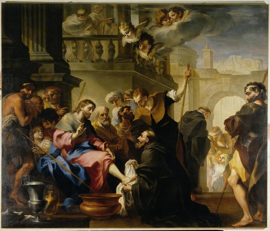 St. Augustine washes the feet of Jesus